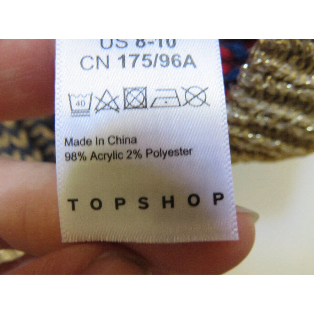 Topshop Union Jack Flag Sweater Gold Metallic Trim Red White Blue Size M NEW - Picture 15 of 15